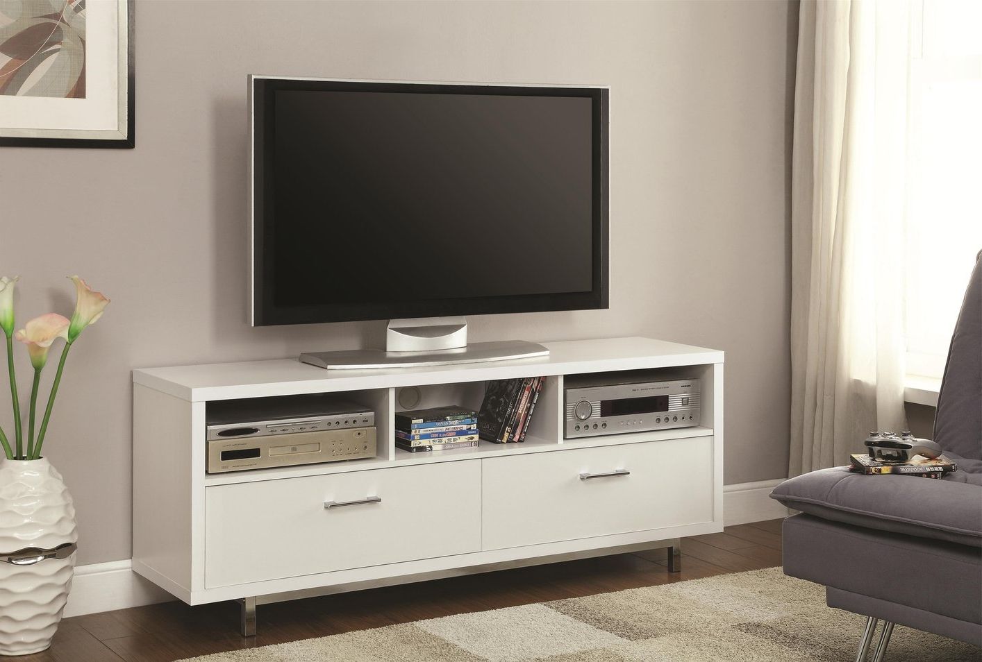 White Wood Tv Stand – Steal A Sofa Furniture Outlet Los Angeles Ca Intended For Newest Cheap White Tv Stands (Photo 7 of 20)