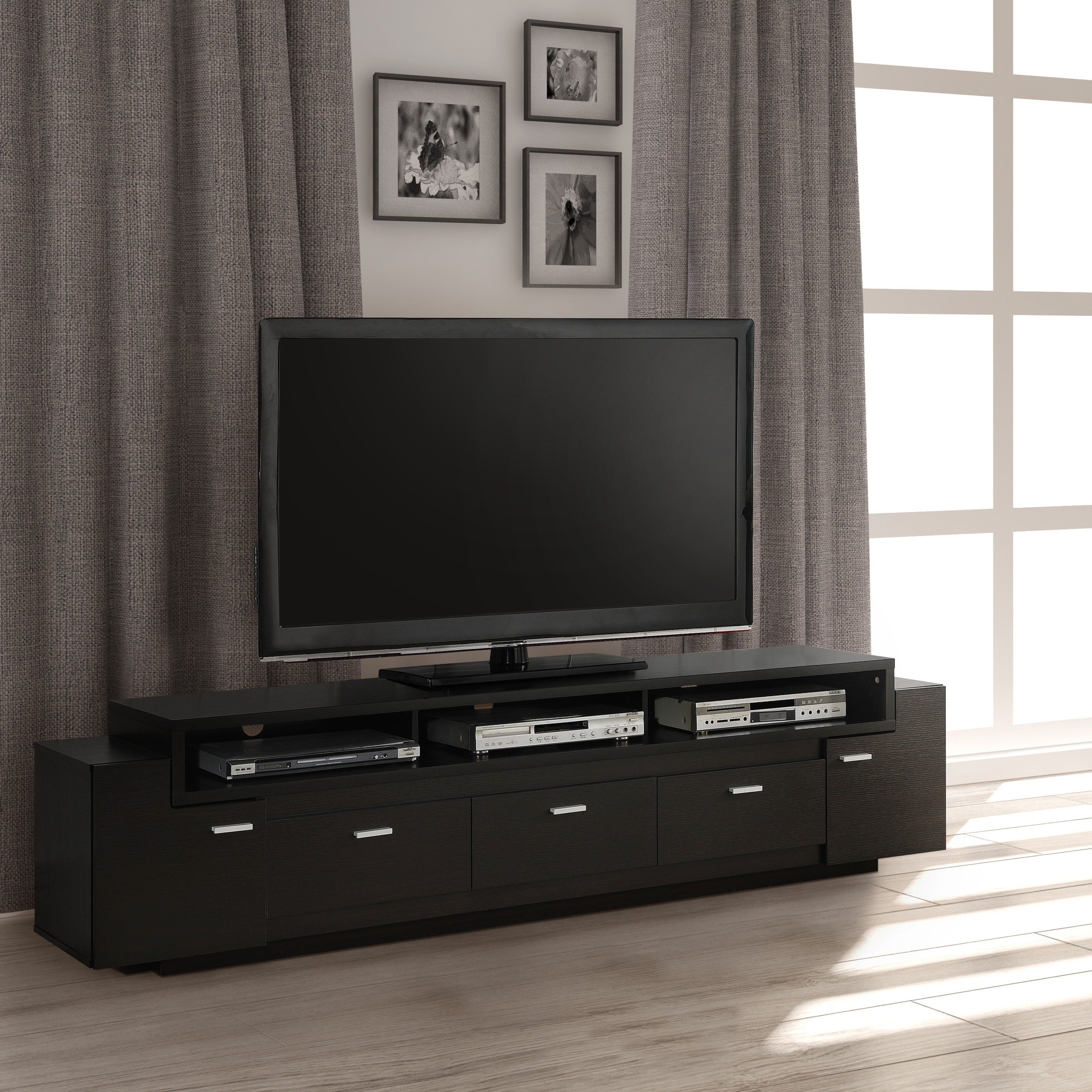 Wide Tv Cabinets Intended For Famous Shop Porch & Den Hubbard 84 Inch Tiered Tv Stand – On Sale – Free (View 19 of 20)