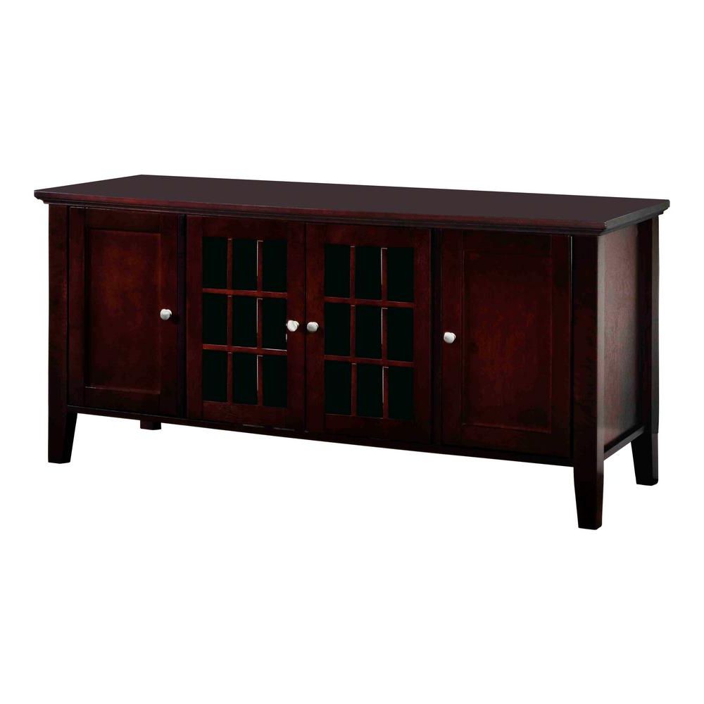 Widely Used Cherry Wood Tv Stands For Kings Brand Furniture Cherry Tv Stand With Doors 200e – The Home Depot (Photo 10 of 20)