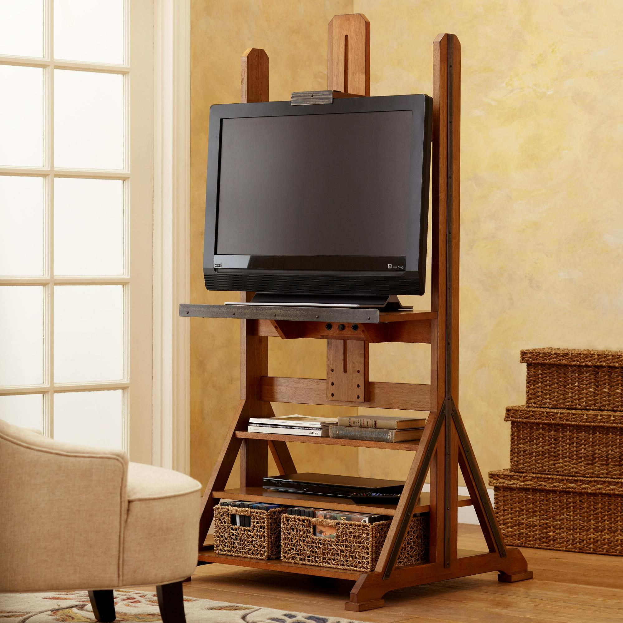 Widely Used Inspireda Painter's Easel And Designed To Hold A Flat Screen Tv Inside Easel Tv Stands For Flat Screens (Photo 1 of 20)