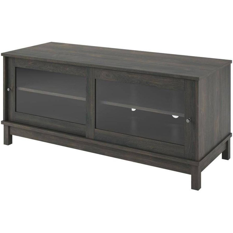 Widely Used Mainstays 55" Tv Stand With Sliding Glass Doors, Black Ebony Ash (View 10 of 20)