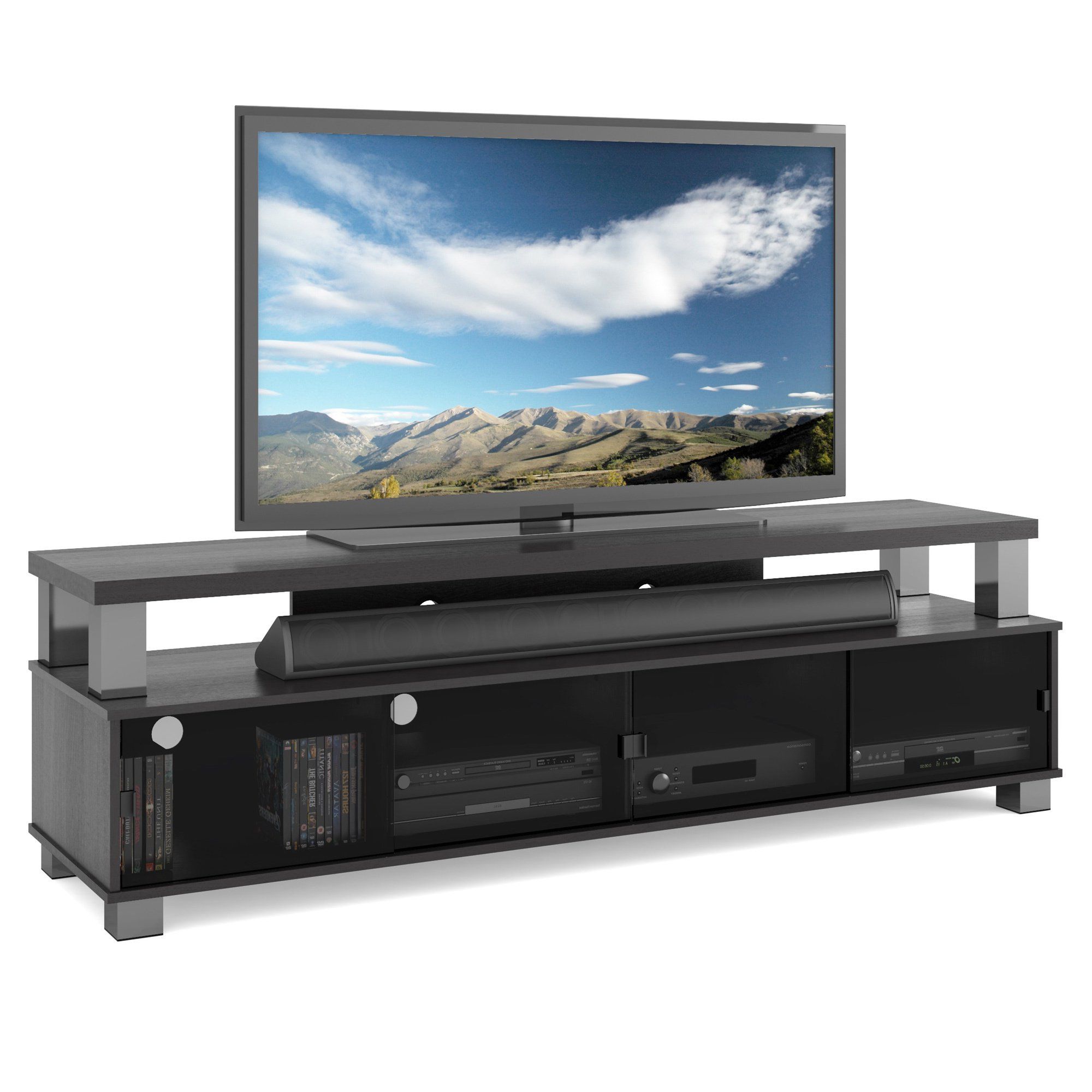 Widely Used Shop Two Tier Tv Bench In Ravenwood Black, For Tvs Up To 80" – Free With Regard To Oxford 84 Inch Tv Stands (Photo 10 of 20)