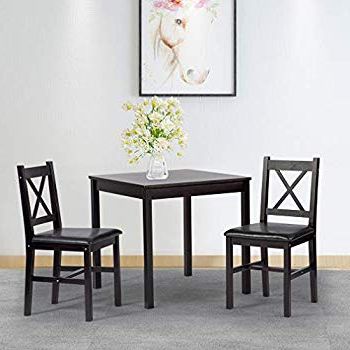 2017 Amazon – 3 Pc Dining Room Dinette Kitchen Set Square Table And 2 Throughout Bearden 3 Piece Dining Sets (View 18 of 20)