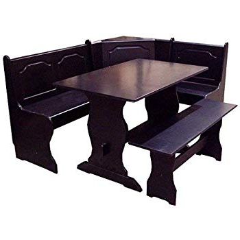 Amazon : Breakfast Nook 3 Piece Corner Dining Set, Black Intended For Current Ligon 3 Piece Breakfast Nook Dining Sets (View 16 of 20)