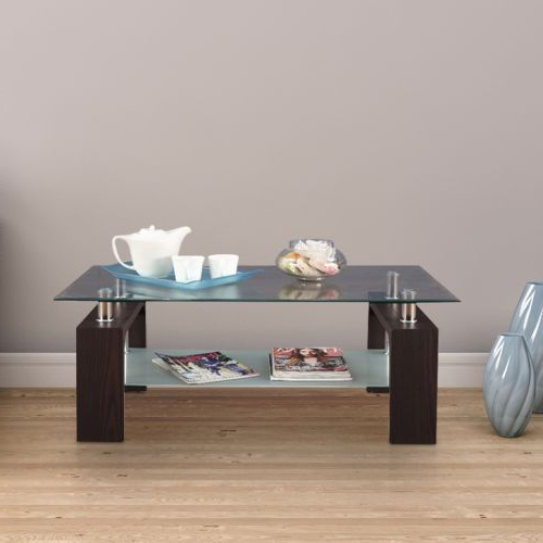 Buy Giles Glass Center Table In Walnut Colourhometown Online At With Best And Newest Giles 3 Piece Dining Sets (Photo 14 of 20)