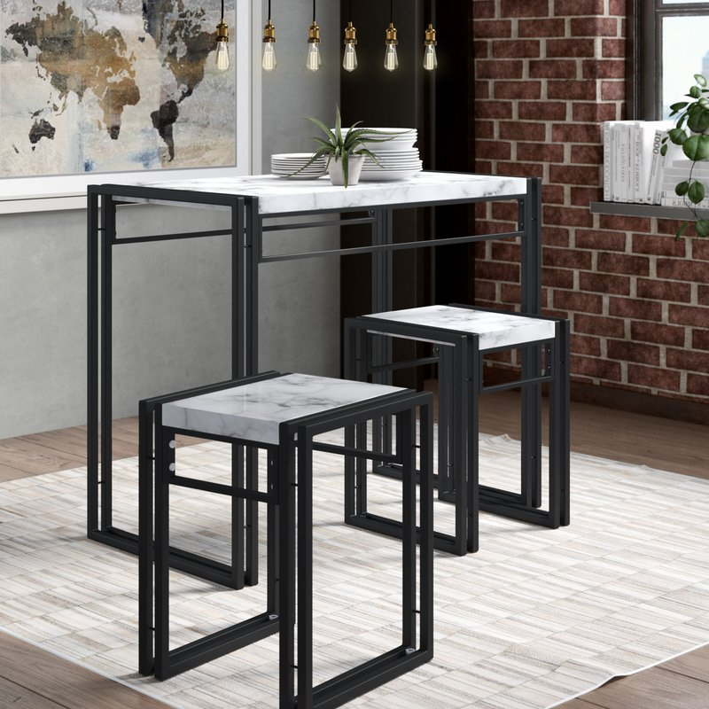 Featured Photo of 2024 Latest Debby Small Space 3 Piece Dining Sets