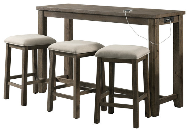 Kinsler 3 Piece Bistro Sets Pertaining To Trendy Stanford Multipurpose Bar Table Set, – Transitional – Indoor Pub And (Photo 15 of 20)