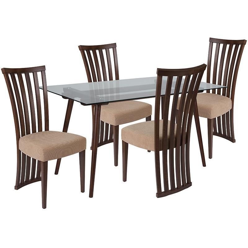 Lakewood 5 Piece Wood Dining Table Set With Glass Top And Dramatic With Regard To Famous Conover 5 Piece Dining Sets (View 9 of 20)