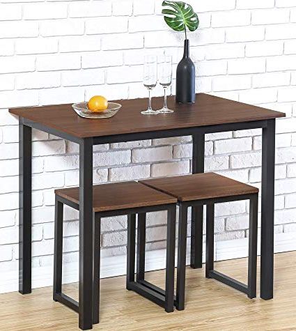 Most Recent 3 Piece Breakfast Dining Sets Inside Amazon: Homury Modern Wood 3 Piece Dining Set Studio Collection (View 1 of 20)