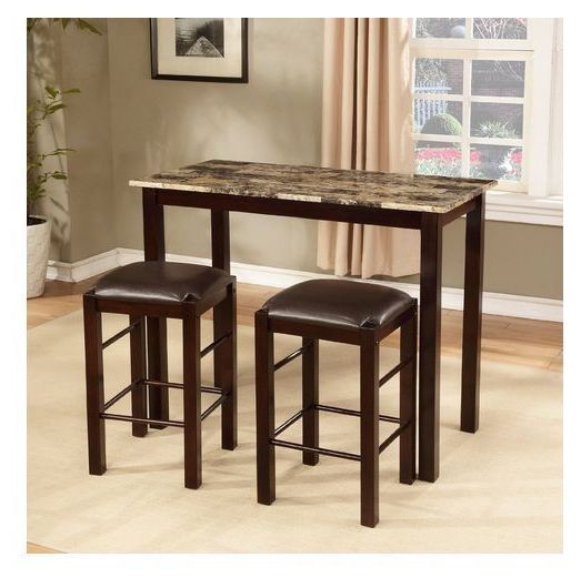 Most Up To Date Tenney 3 Piece Counter Height Dining Sets For Breakfast Bar Set Kitchen 3 Piece Table Counter Stools Dining Island (View 18 of 20)