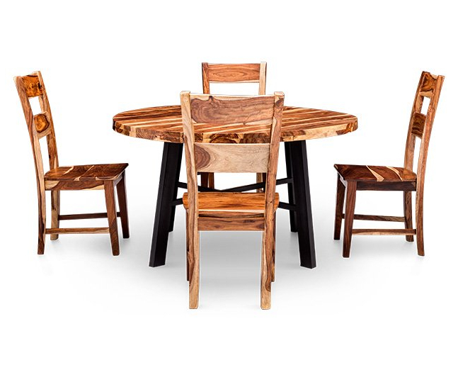 Nepali 5 Pc. Round Dining Room Set – Furniture Row Intended For 2019 Askern 3 Piece Counter Height Dining Sets (set Of 3) (Photo 18 of 20)