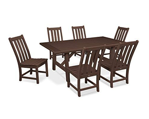 Polywood Vineyard 7 Piece Rustic Farmhouse Side Chair Dining Set In Well Liked Travon 5 Piece Dining Sets (Photo 20 of 20)