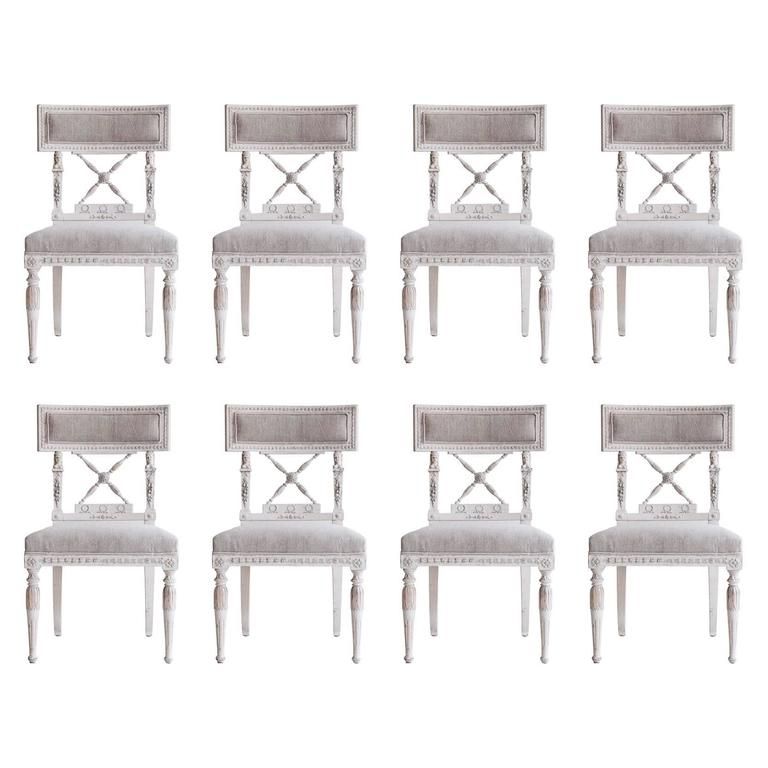 Set Of Eight Swedish 19th Century Gustavian Dining Chairs For Sale With Regard To Recent Ephraim 5 Piece Dining Sets (View 20 of 20)