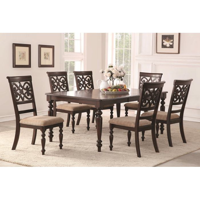 Wayfair Inside Trendy Laconia 7 Pieces Solid Wood Dining Sets (set Of 7) (View 1 of 20)