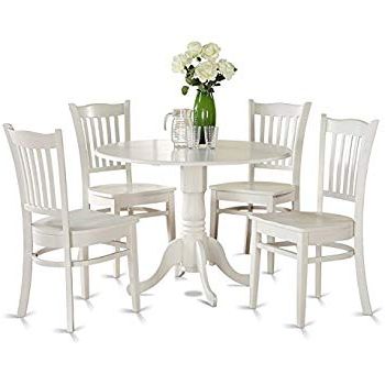 Well Known Amazon – Angel Line 23511 21 5 Piece Lindsey Dining Set, White Regarding Mulvey 5 Piece Dining Sets (View 6 of 20)