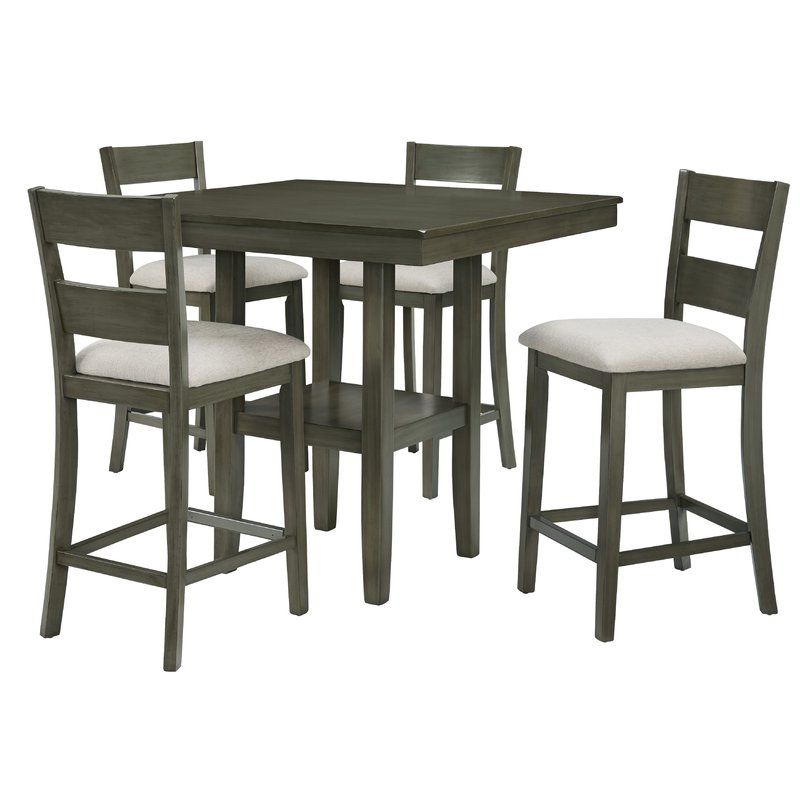 Well Known Bettencourt 3 Piece Counter Height Dining Sets With Regard To Gwyneth 5 Piece Counter Height Dining Set & Reviews (View 18 of 20)