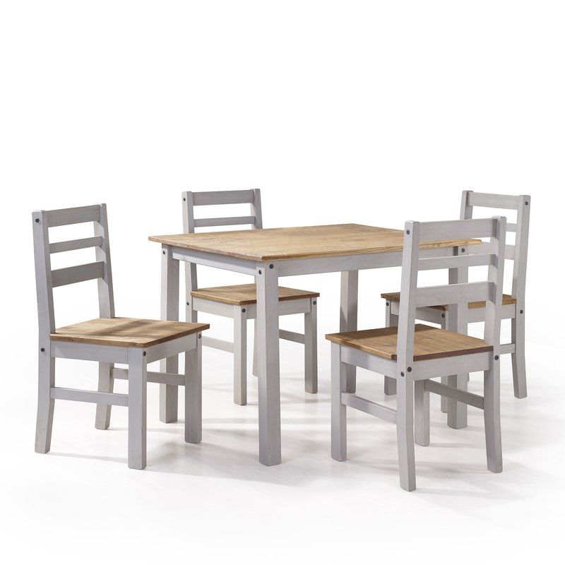 Well Liked Yedinak 5 Piece Solid Wood Dining Sets Throughout Gracie Oaks Robin 5 Piece Solid Wood Dining Set & Reviews (View 3 of 20)