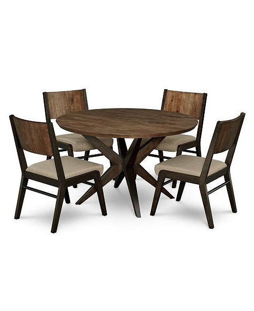 Wiggs 5 Piece Dining Sets Regarding Trendy Ashton Round Pedestal Dining Furniture, 5 Pc (View 10 of 20)