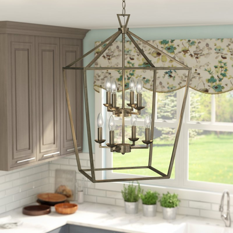 2018 Carmen 8 Light Lantern Geometric Pendant Throughout Carmen 8 Light Lantern Tiered Pendants (Photo 1 of 25)