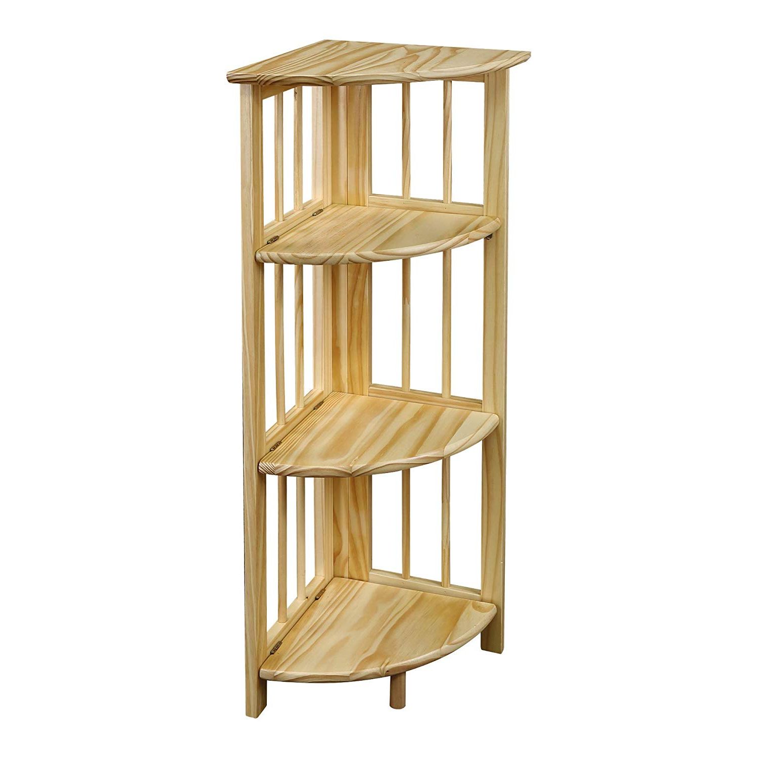 2019 Yu Shan 4 Shelf Corner Bookcase, Natural Within Johannes Corner Bookcases (View 15 of 20)