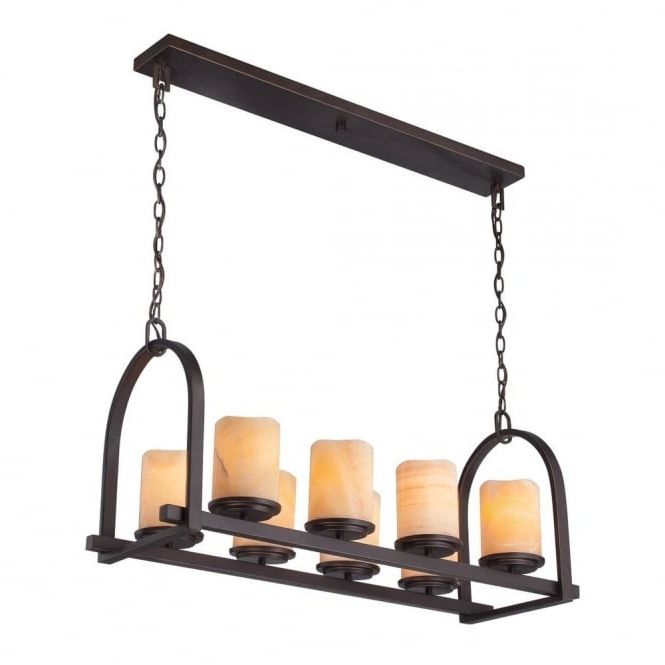 Aldora 4 Light Candle Style Chandeliers In Well Liked Aldora Rustic Bronze 8lt Long Ceiling Pendant With Yellow Onyx Stone Candle  Effect Shades (View 21 of 25)