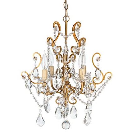 Amalfi Decor 4 Light Led Crystal Beaded Chandelier, Mini Wrought Iron K9  Glass Pendant Light Fixture Vintage Nursery Kids Room Dimmable Plug In Inside Current Emaria 4 Light Unique / Statement Chandeliers (View 23 of 25)