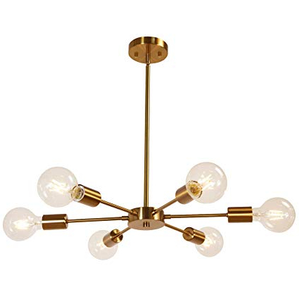 Bautista 5 Light Sputnik Chandeliers Inside Widely Used Melucee Modern Sputnik Chandelier 6 Lights Brass Chandelier Semi Flush  Mount Ceiling Light Mid Century Pendant Light For Bedroom Foyer Dining Room (View 14 of 25)