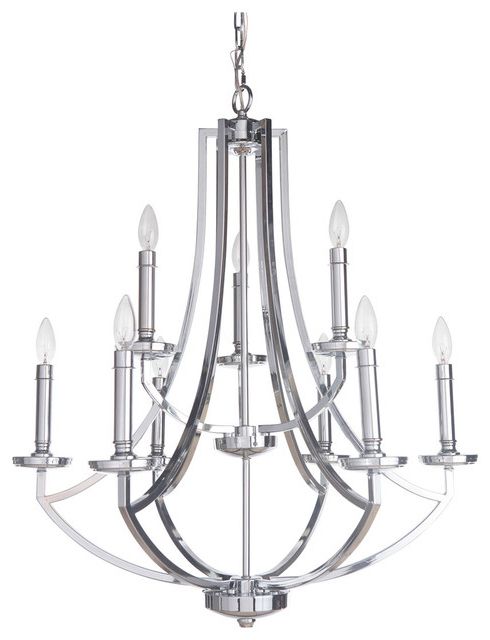 Best And Newest Hayden 9 Light Chandelier In Chrome Within Hayden 5 Light Shaded Chandeliers (View 17 of 25)