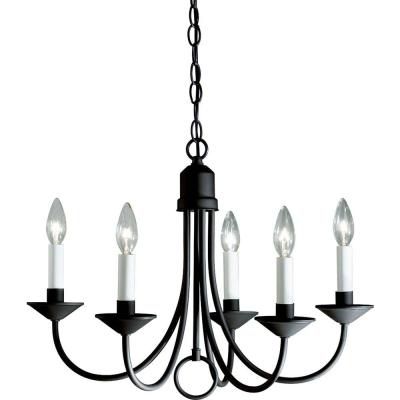 Black – Candle Style – Chandeliers – Lighting – The Home Depot Within Most Up To Date Shaylee 5 Light Candle Style Chandeliers (View 17 of 25)
