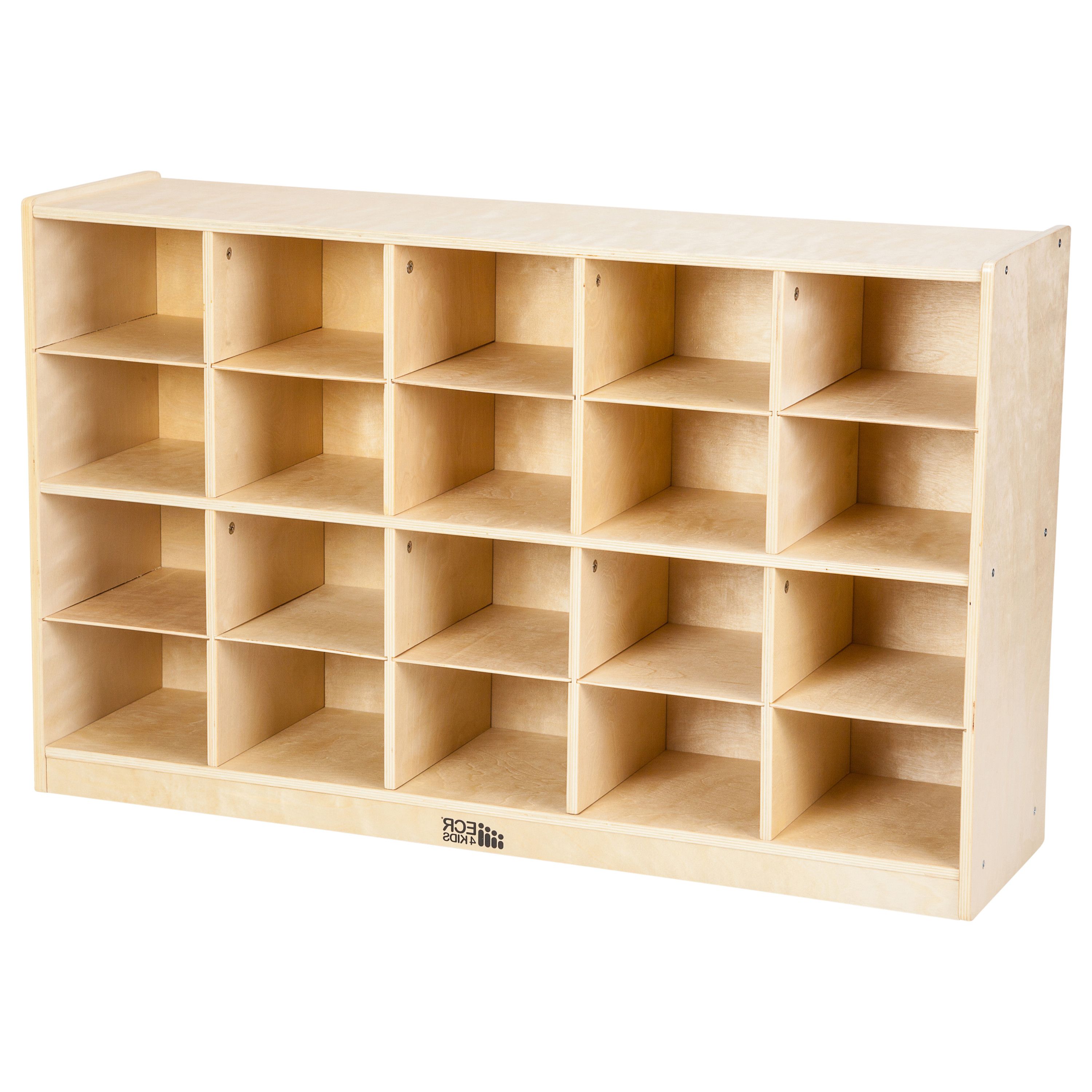 Classroom Cubby Standard Bookcases Pertaining To 2020 Birch Storage Cabinet With 20 Tray Cubbies (View 9 of 20)