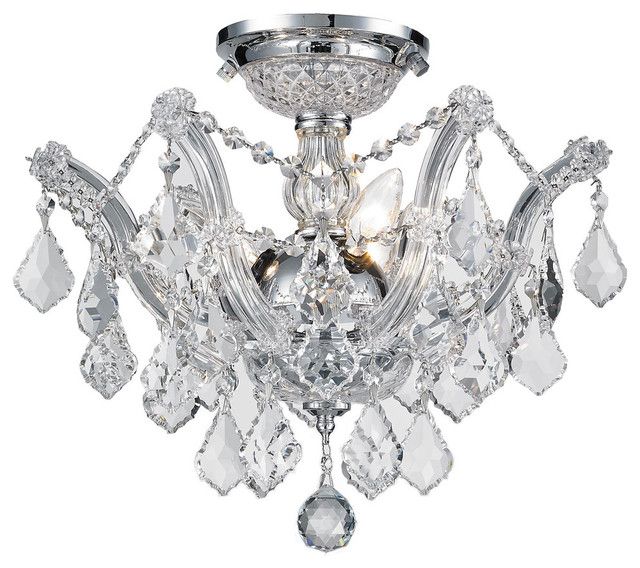 Clea 3 Light Crystal Chandeliers In Fashionable Maria Theresa 3 Light Chrome Finish Crystal Shabby Chic Luxe Ceiling Light,  Clea (View 5 of 25)
