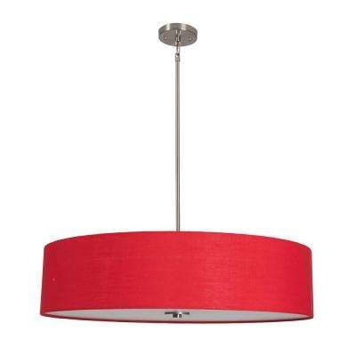 Current Lyell Forks Family 5 Light Satin Steel Pendant With Chili Pepper Red Fabric  Shade For Harlan 5 Light Drum Chandeliers (View 14 of 25)