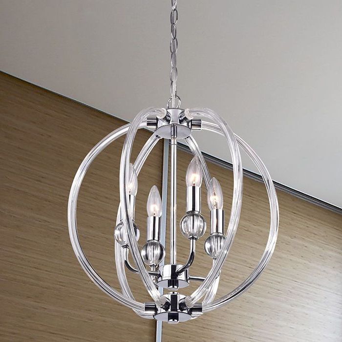 Current Modern 4 Light Globe Chandelier Orb Pendant Glass Sphere Intended For Hendry 4 Light Globe Chandeliers (View 12 of 25)