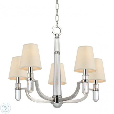 Dayton Polished Nickel 5 Light Chandelier For Most Popular Gaines 5 Light Shaded Chandeliers (View 25 of 25)