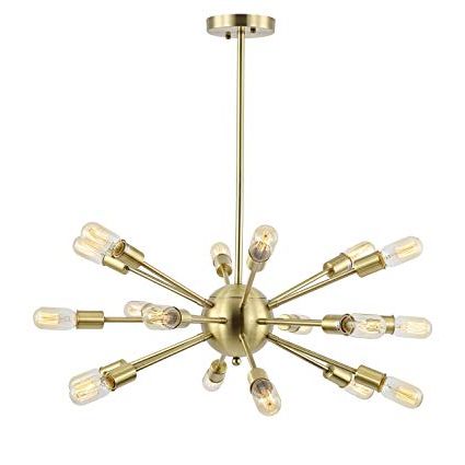 Defreitas 18 Light Sputnik Chandeliers For Fashionable Light Society Sputnik 18 Light Chandelier Pendant, Brushed Bronze, Mid  Century Modern Industrial Starburst Style Lighting Fixture (ls C115 Brs) (View 13 of 25)