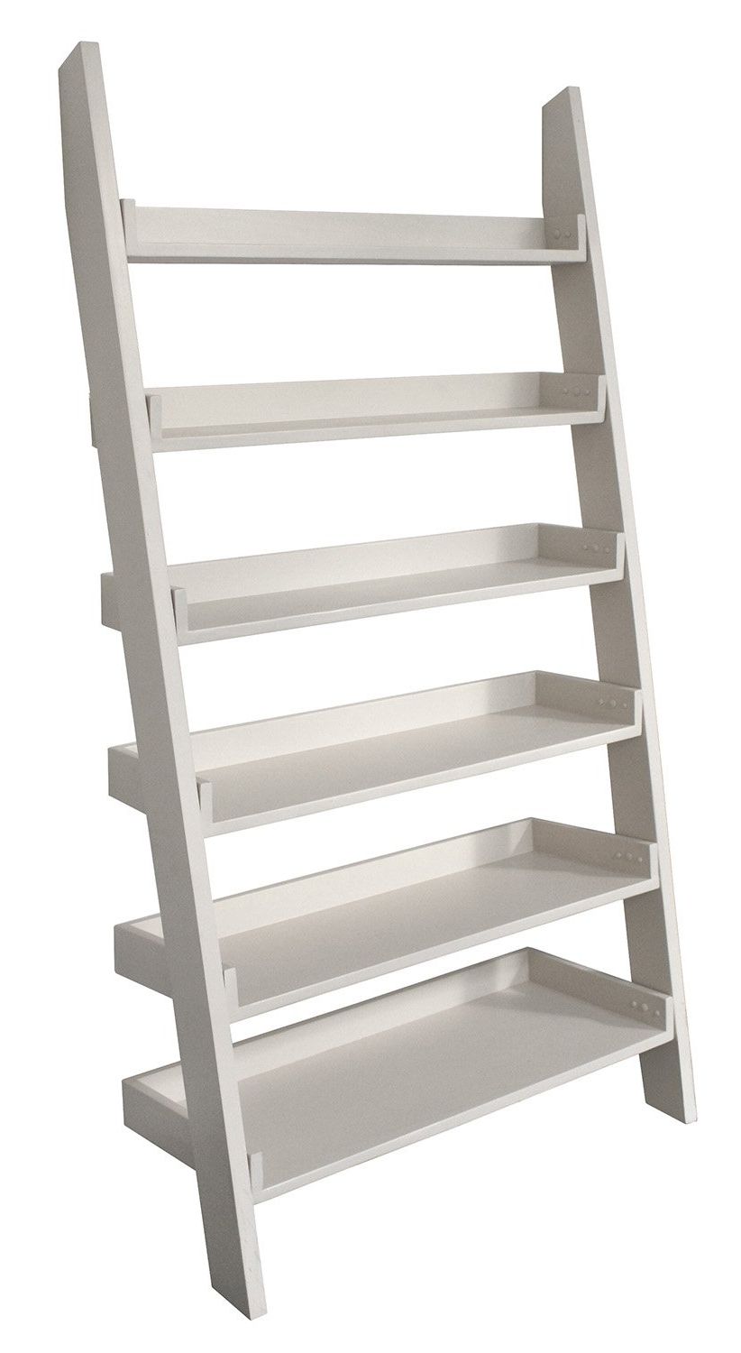 Fashionable Wide Ladder Bookcases Regarding Casamoré Gloucester Wooden Tall Wide Large Ladder Shelf 6 Shelving Unit  Bookcase Storage – Pearl White Painted (View 1 of 20)