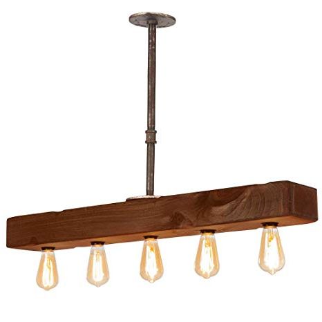 Gaines 9 Light Candle Style Chandeliers With Fashionable Farmhouse Lighting Distressed Wood Beam Rustic Chandelier Light Fixture –  Recessed Wooden Beam Ceiling Light Fixture (5 Light) – Great For Kitchen (View 15 of 25)