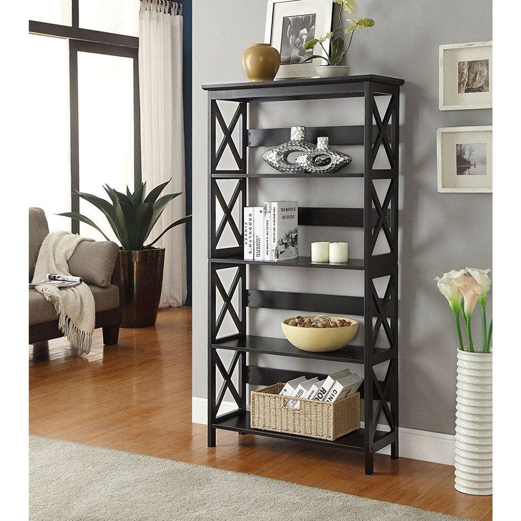 Glossy Black 5 Shelf Bookcase (View 14 of 20)