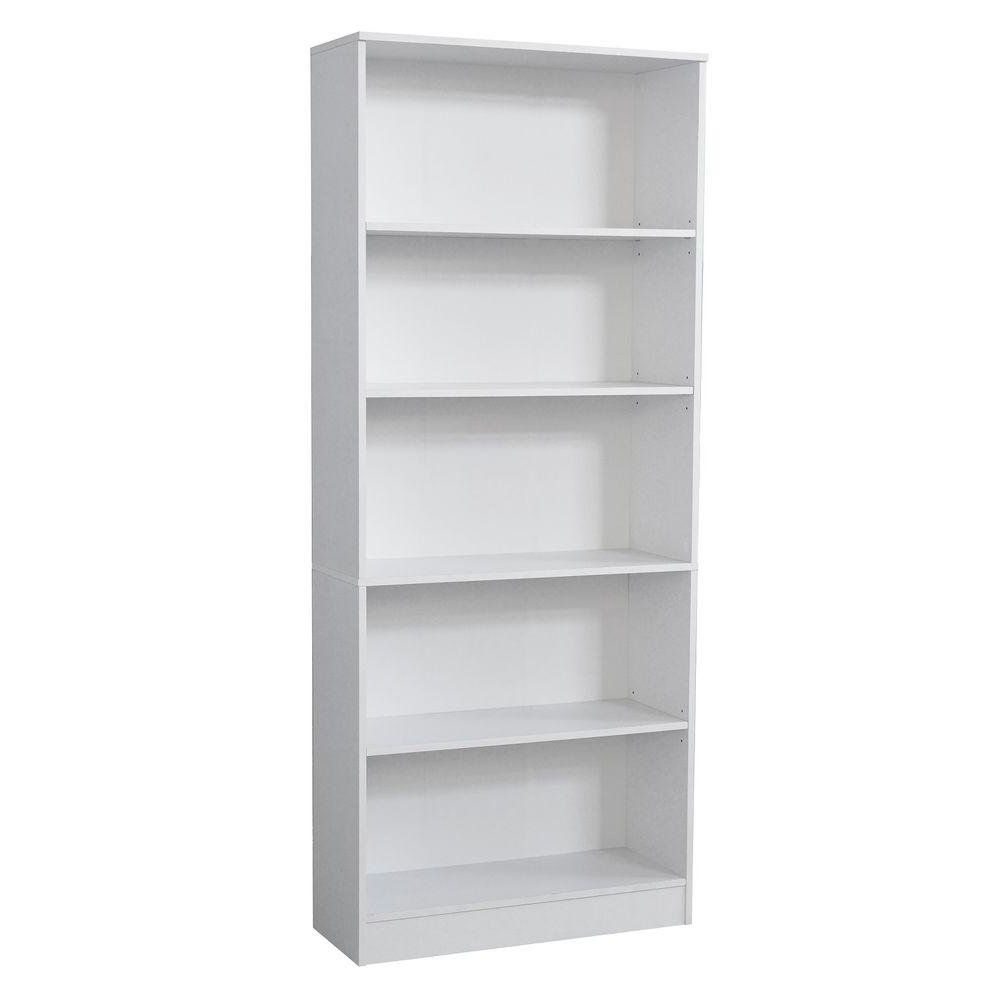 Kayli Standard Bookcases Regarding Well Known Hampton Bay White 5 Shelf Standard Bookcase (View 18 of 20)