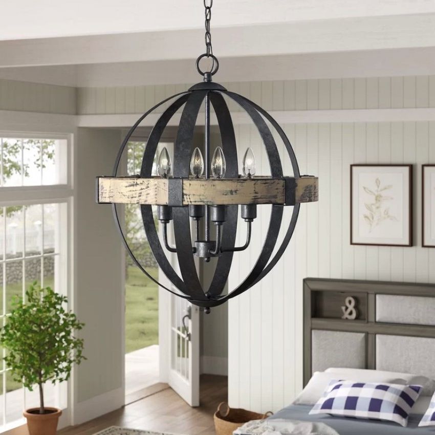 Landwehr 4 Light Chandelier Intended For Latest Donna 4 Light Globe Chandeliers (View 25 of 25)