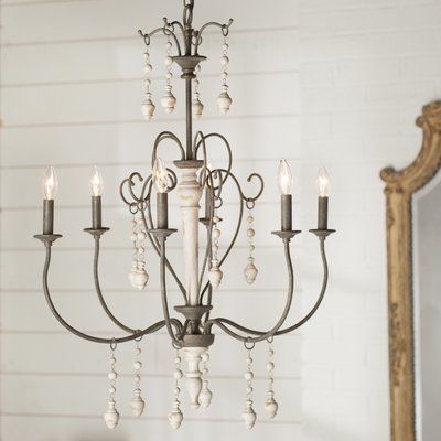 Lark Manor Bouchette Traditional 6 Light Candle Style In Widely Used Shaylee 6 Light Candle Style Chandeliers (View 20 of 25)