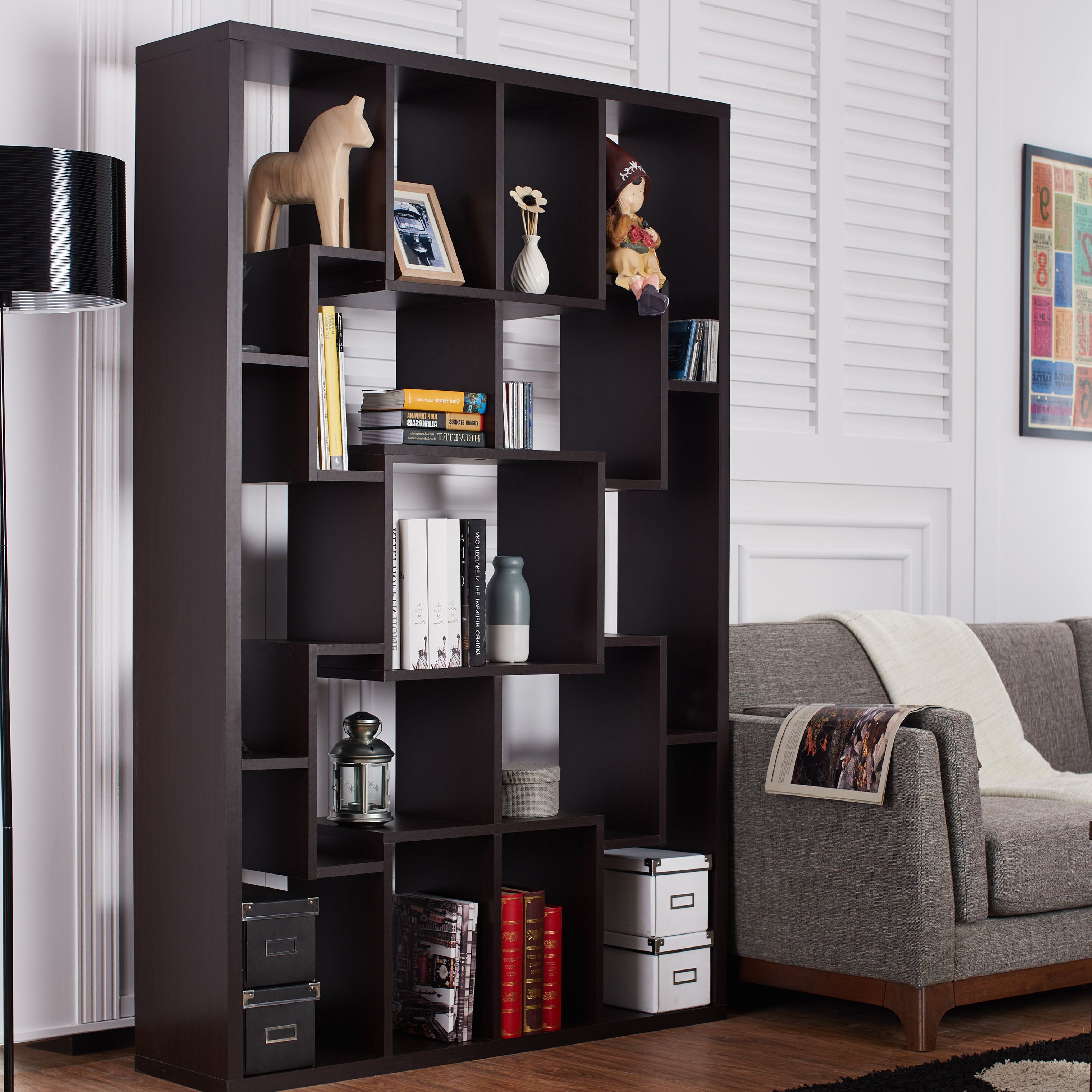 Marilee Library Bookcases Intended For Well Known Farmhouse & Rustic Espresso Bookcases & Bookshelves (View 15 of 20)