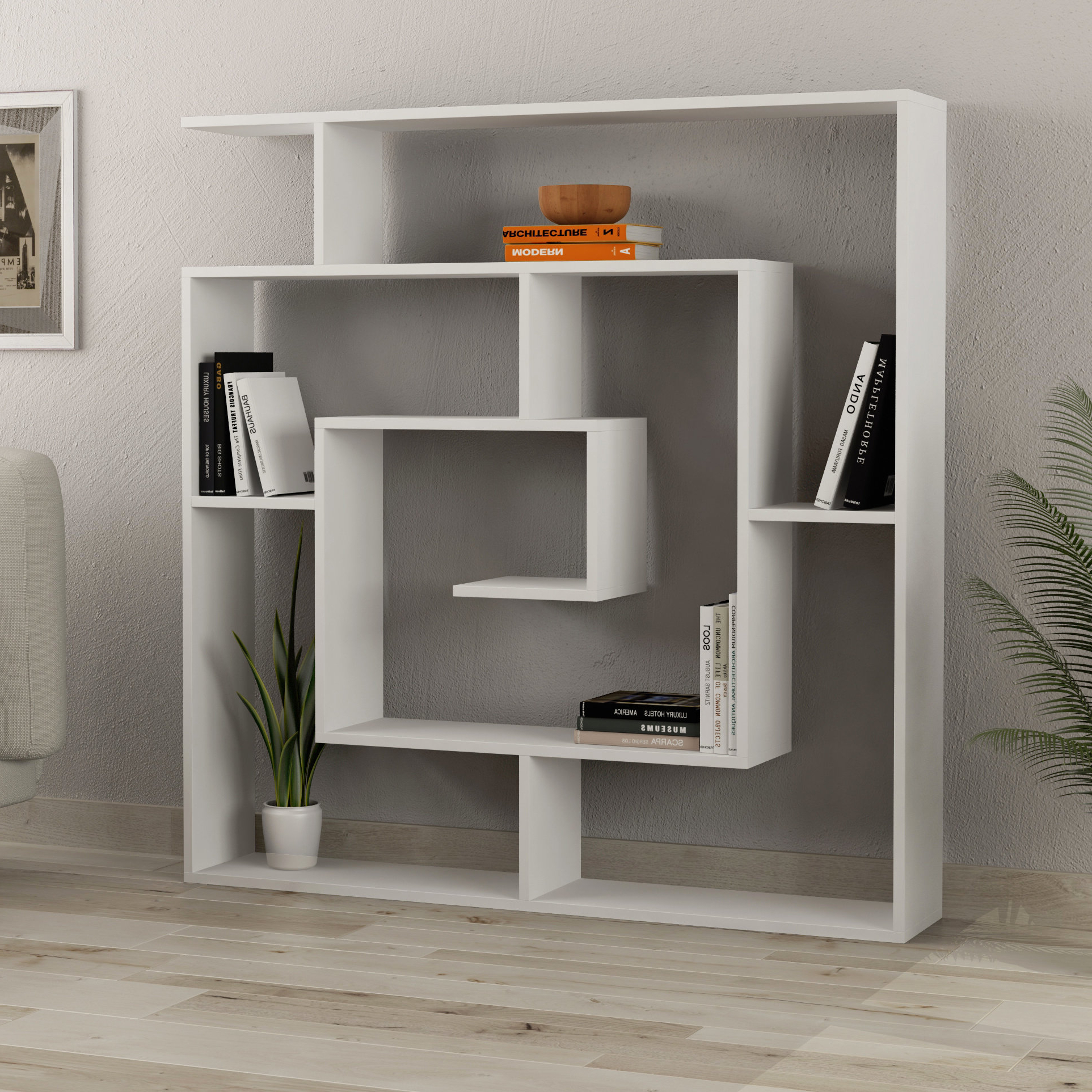 Featured Photo of 2024 Latest Mckibben Geometric Bookcases