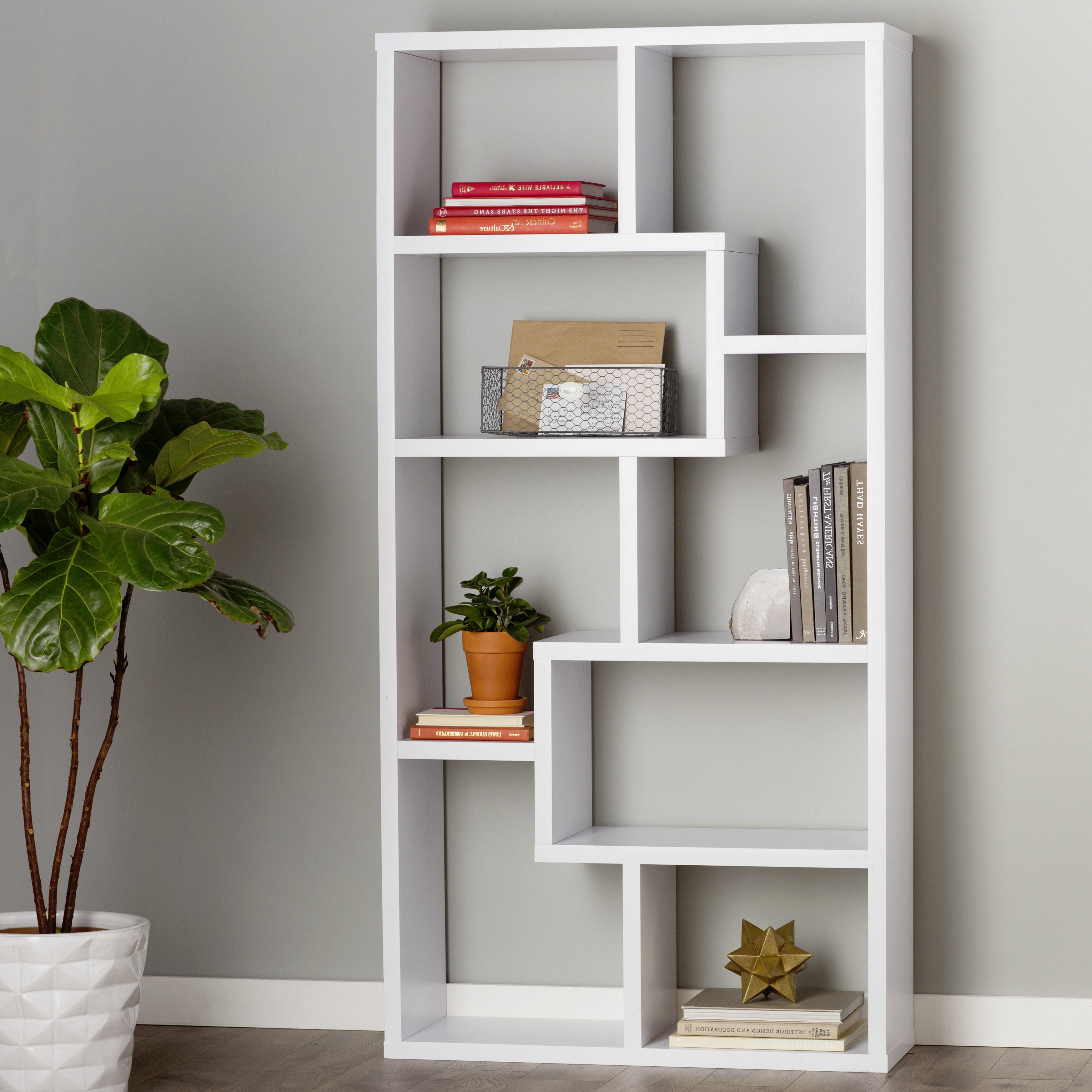 Mercury Row Chrysanthos Etagere Bookcase Intended For Well Known Swarey Geometric Bookcases (Photo 19 of 20)