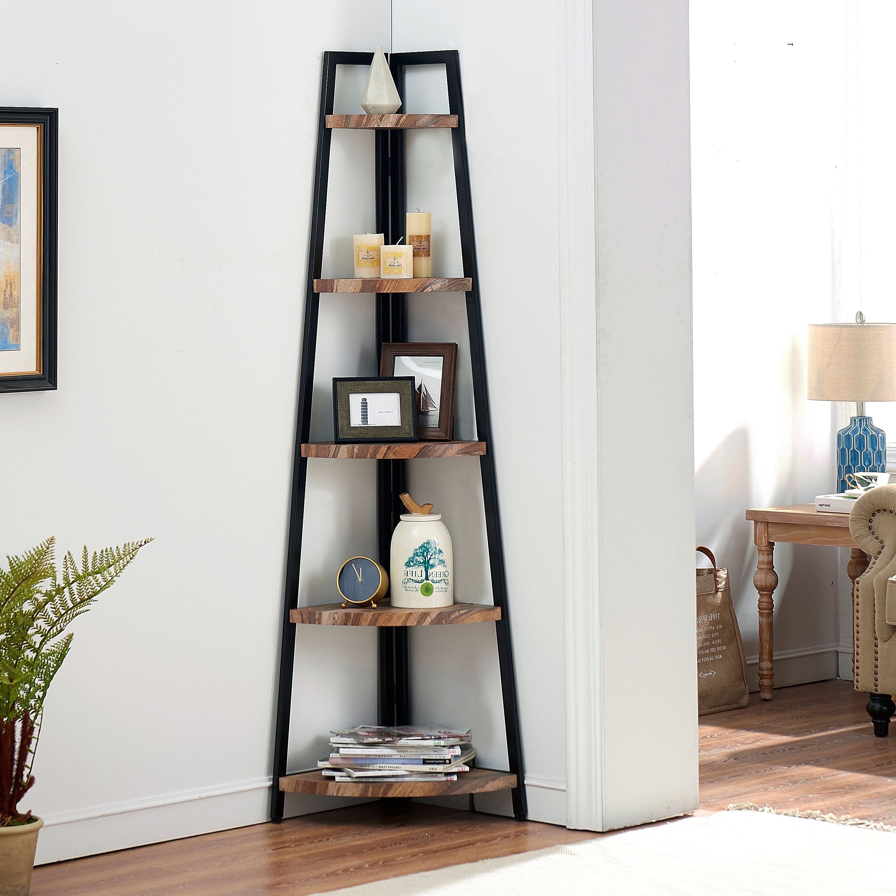 Most Current Hewitt Corner Bookcases With Regard To Edwa Free Standing Pyramid Corner Bookcase (View 12 of 20)