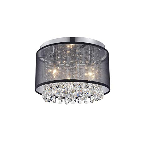 Most Popular Clea 3 Light Crystal Chandeliers Regarding Black Mini Chandeliers Crystal Drum Gauze Ceiling Light Fixture 3 Light For  Bedroom (View 19 of 25)