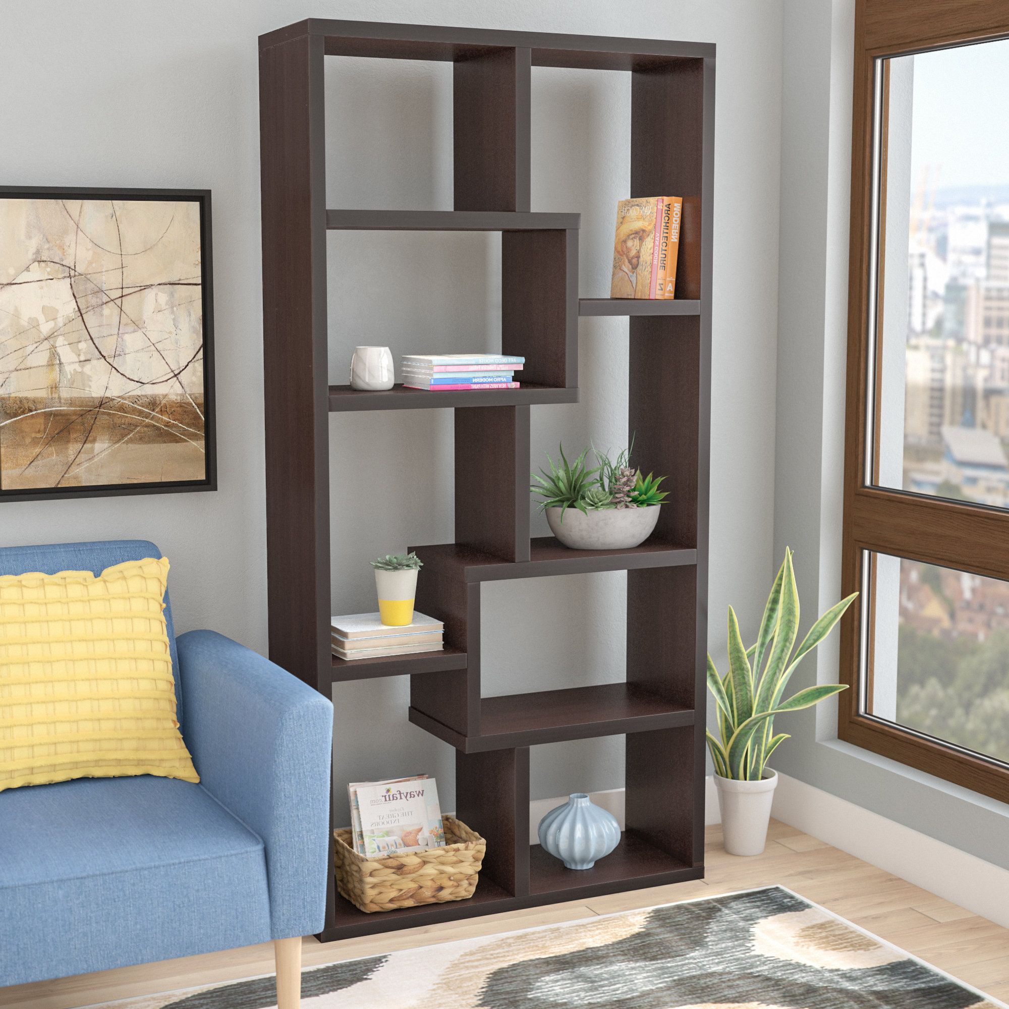 Most Popular Vaccaro Geometric Bookcases In Ansley Geometric Bookcase (View 5 of 20)