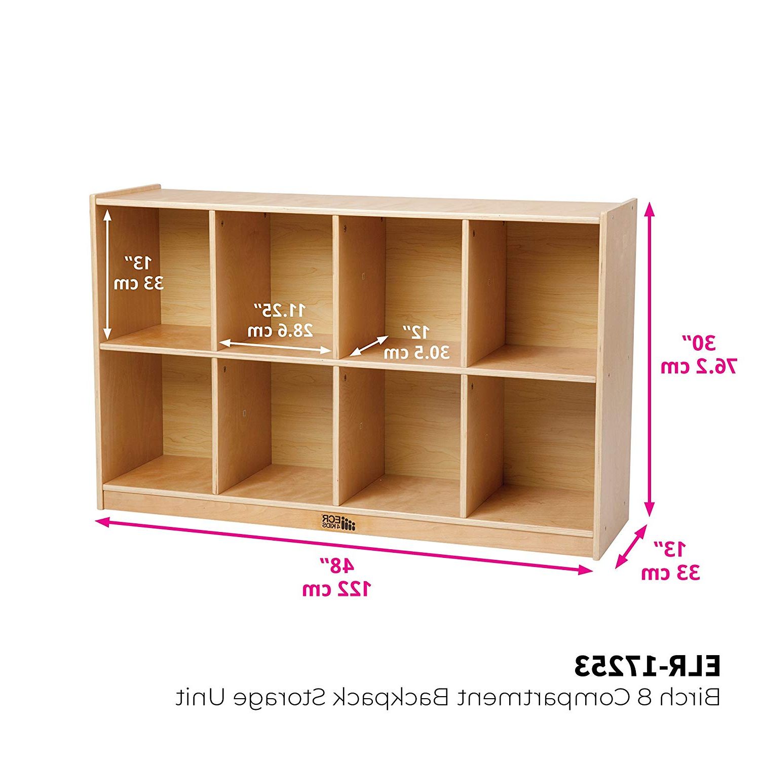 Most Up To Date Classroom Cubby Standard Bookcases Inside Ecr4kids Birch Hardwood 8 Compartment School Backpack Storage Cubby Unit (View 4 of 20)