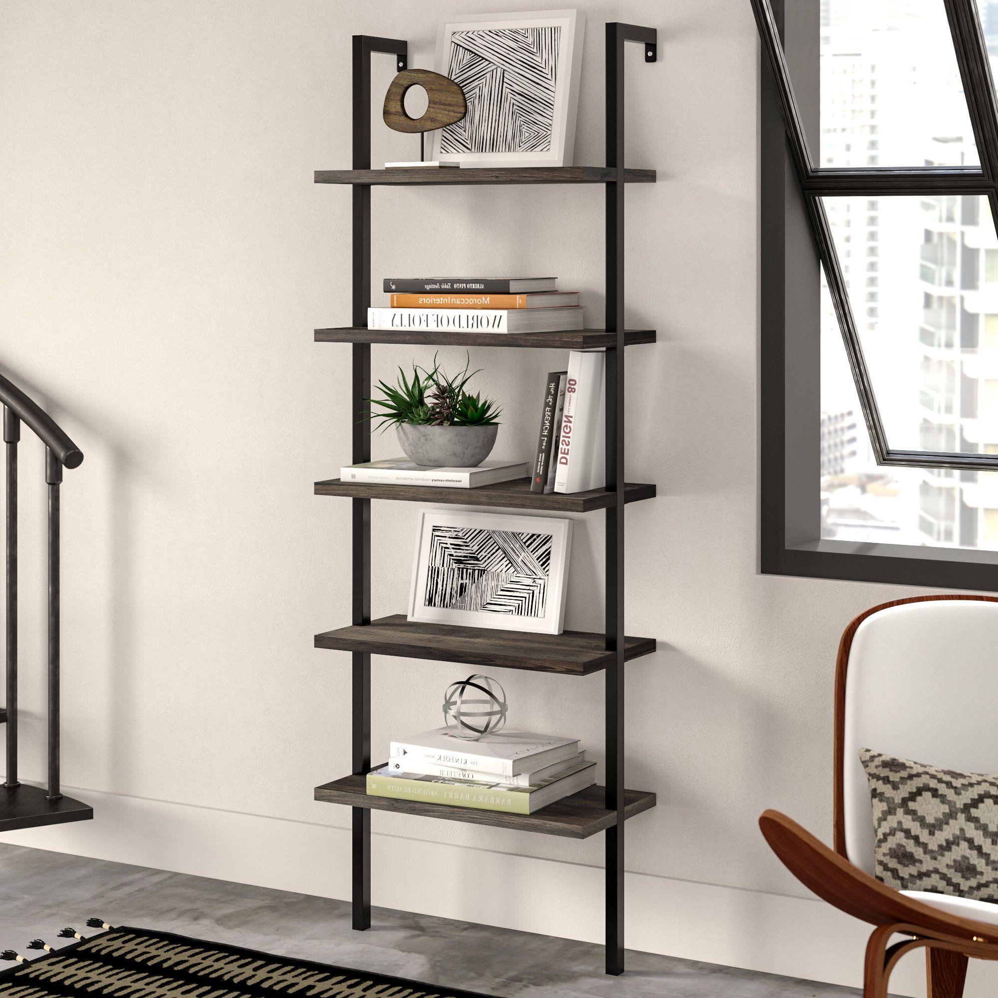 Orren Ellis Moskowitz Ladder Bookcase With Regard To Fashionable Moskowitz Ladder Bookcases (View 1 of 20)