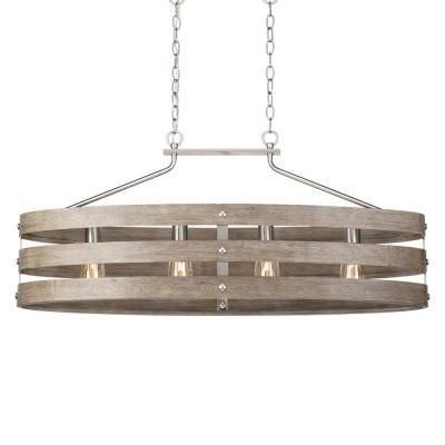 Popular Hewitt 4 Light Square Chandeliers Intended For Nickel – Linear – Chandeliers – Lighting – The Home Depot (View 17 of 25)